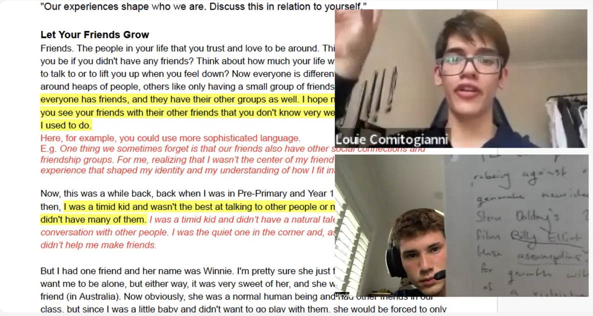 Example of detailed essay feedback provided by TutorWow tutor