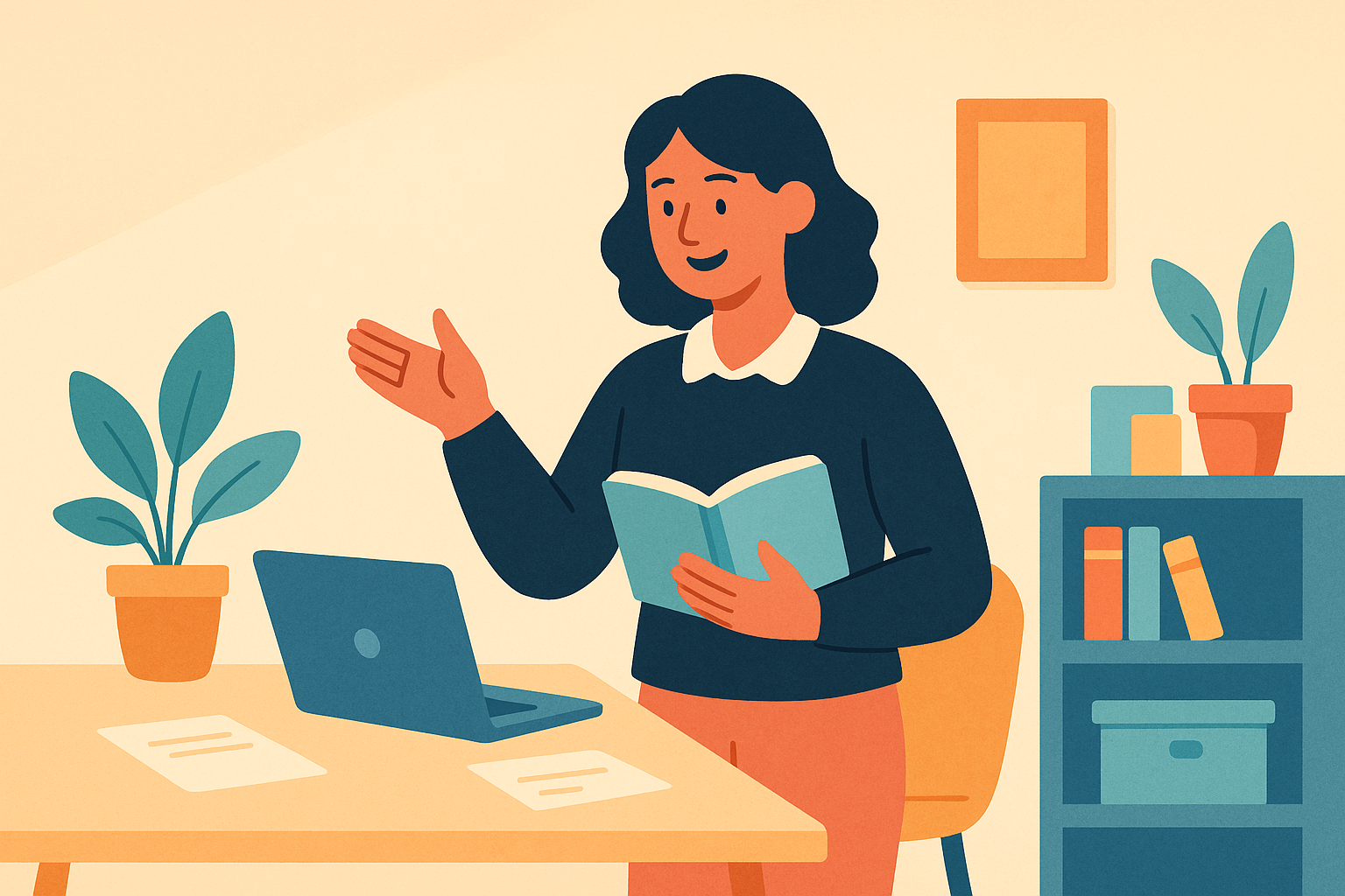 Tutor teaching illustration